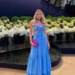 Ruffles Maxi Dresses For Women Sexy Porm Dress Blue    S4993