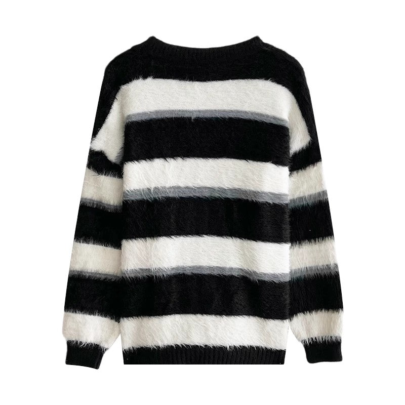 striped sweater V-neck sweater jacket    S4735