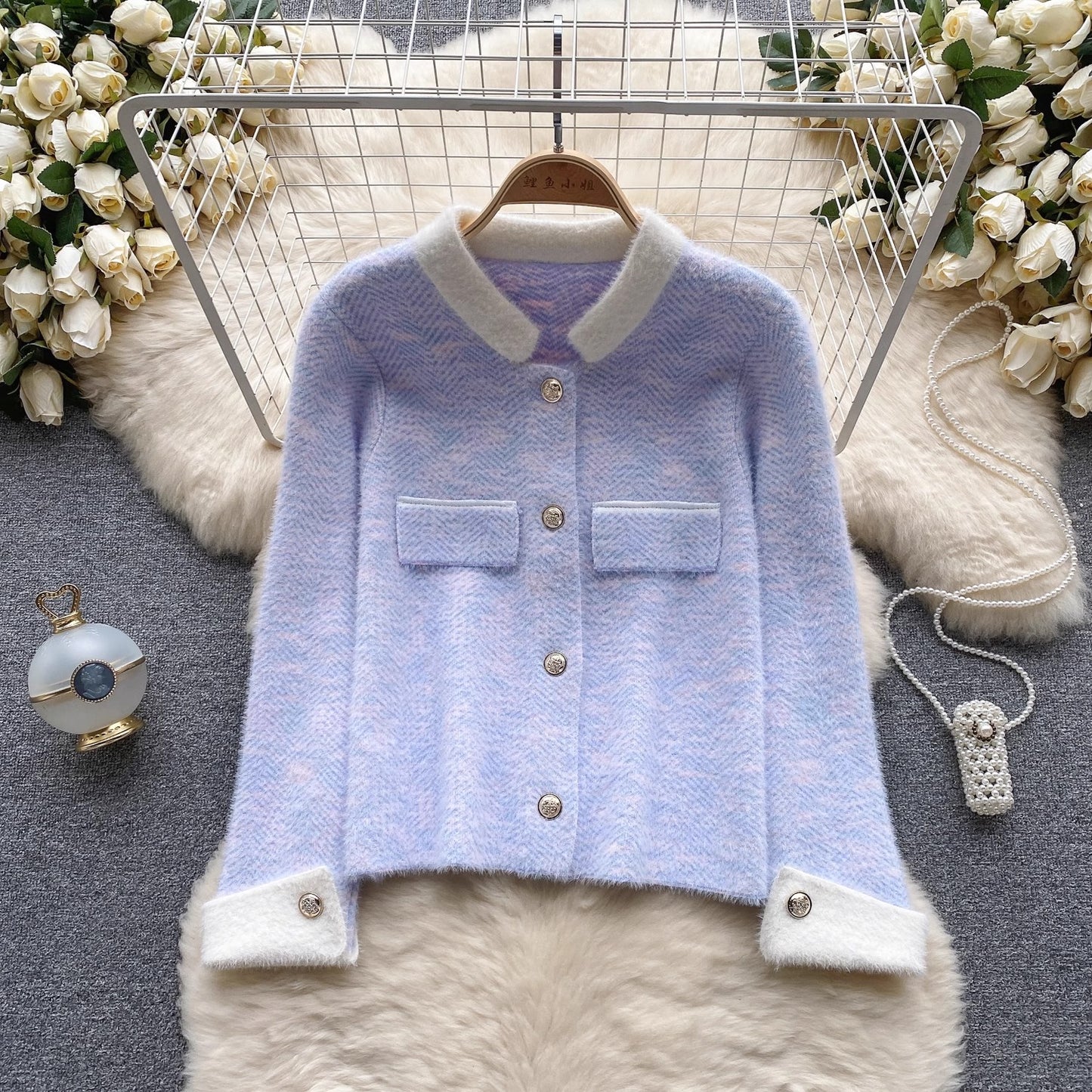 sweater jacket for women sweet style knitted cardigan top     S4649