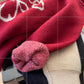 sweet and cute cartoon jacquard round neck sweater fashion knitted top     S4732