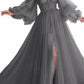 A-Line Gray Tulle Long Prom Dresses With Side Split      S5133