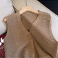Solid color retro V-neck sleeveless knitted vest for women sleeveless top     S5022
