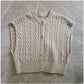 round neck knitted vest for women new retro sleeveless off-shoulder vest jacket    S5035