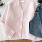 Sweet pink V-neck cardigan jacket long-sleeved sweater top     S4714