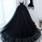 Black Sweetheart Neck Tulle Long Prom Dress, Black Formal Evening Dress       S5193