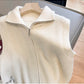 Retro stand-up collar knitted vest for women new design simple zipper sweater vest trendy      S5006