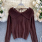 Cute Lapel Sweater Long Sleeve Sweater      S4378