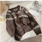 Designed round neck sweater jacket for women jacquard long-sleeved cardigan top trendy      S4888