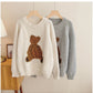 bear round neck sweater for women new style casual long-sleeved sweater    S4822