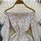 party evening dress,long-sleeved one-shoulder off-shoulder dress    S4004