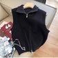 Retro stand-up collar knitted vest for women new design simple zipper sweater vest trendy      S5006