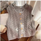 Round neck sleeveless knitted vest for women outer wear sweater vest     S5030