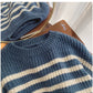 Striped long-sleeved sweater for women round neck top       S4913
