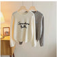 Designed embroidered round neck sweater for women long-sleeved sweater casual top      S4831