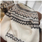 Vintage-style round-neck sweater jacket for women jacquard long-sleeved knitted cardigan        S4796