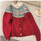 Christmas wear long-sleeved sweater jacket for women jacquard cardigan top     S4817
