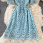 lace dress puff sleeve A-line skirt     S4419