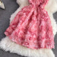 rose tube top suspender skirt A-line dress for women      S4083