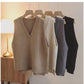 V-neck sweater vest for women sleeveless knitted vest simple style vest   S5004