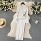 knitted dress for women lapel feather tight design skirt    S4539