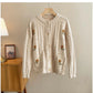 embroidered round neck sweater jacket for women soft knitted cardigan     S4807