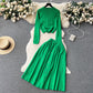 knitted fashion suit for women round neck T-shirt + pleated skirt   S4580