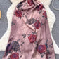 Romantic, Retro, Rose Print Halter Dress, Luxury Waist Long Dress     S4479
