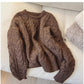 Round neck sweater for women soft knitted top trendy     S4863