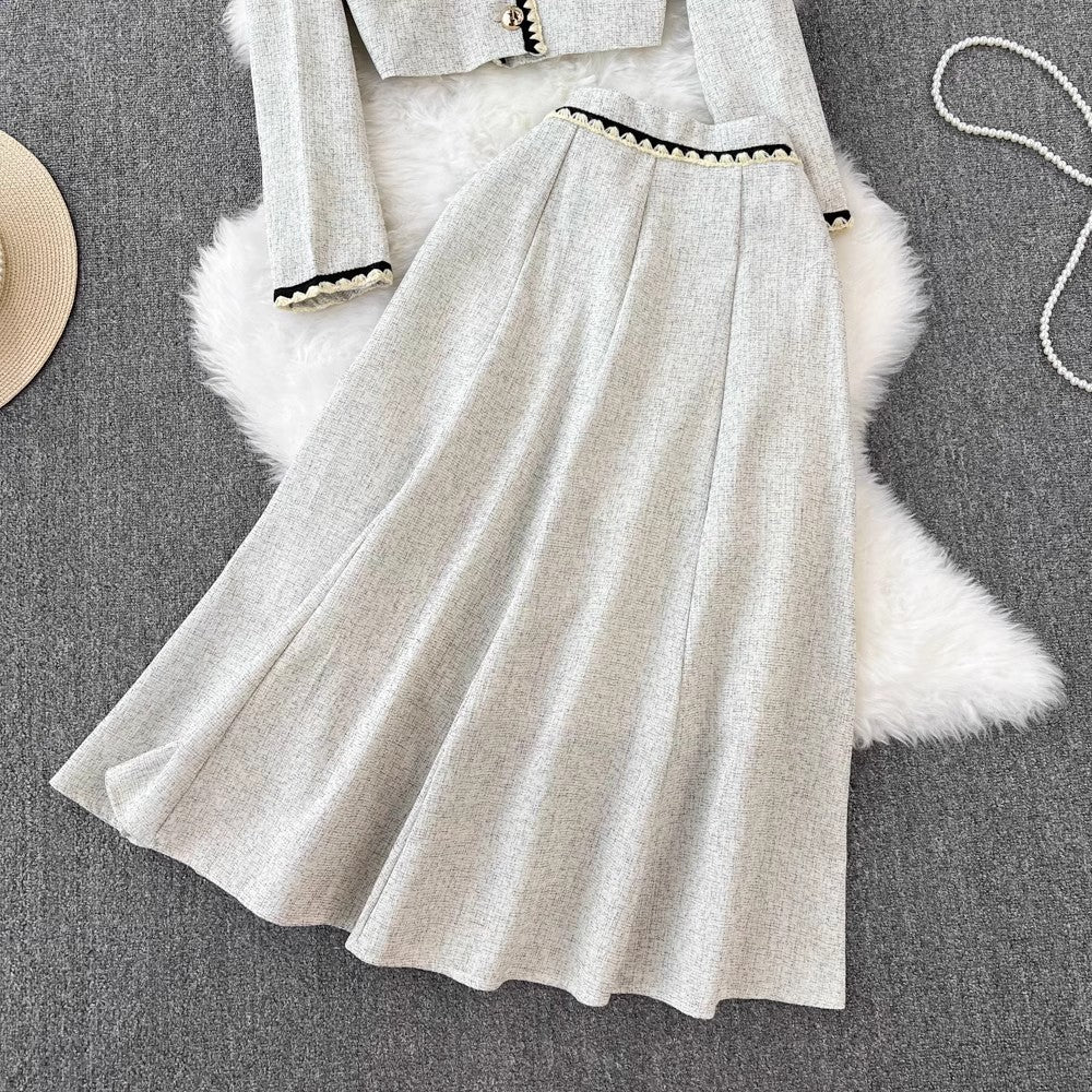 Fashion suit round neck short coat two-piece set      S4145