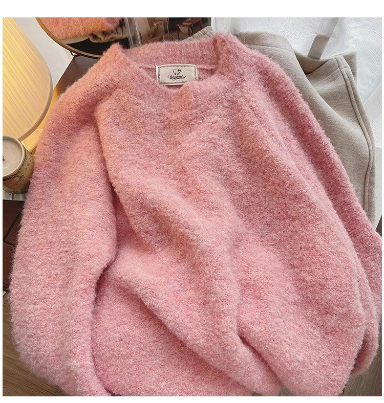 Solid color soft sweater for women knitted top      S4816