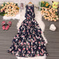 Seaside vacation beach dress, bohemian long skirt, summer new sleeveless lace floral cake skirt     S5042