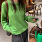 soft casual round neck long sleeve outer sweater green sweater     S4753