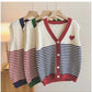 Striped knitted vest for womensleeveless sweater jacket     S5031