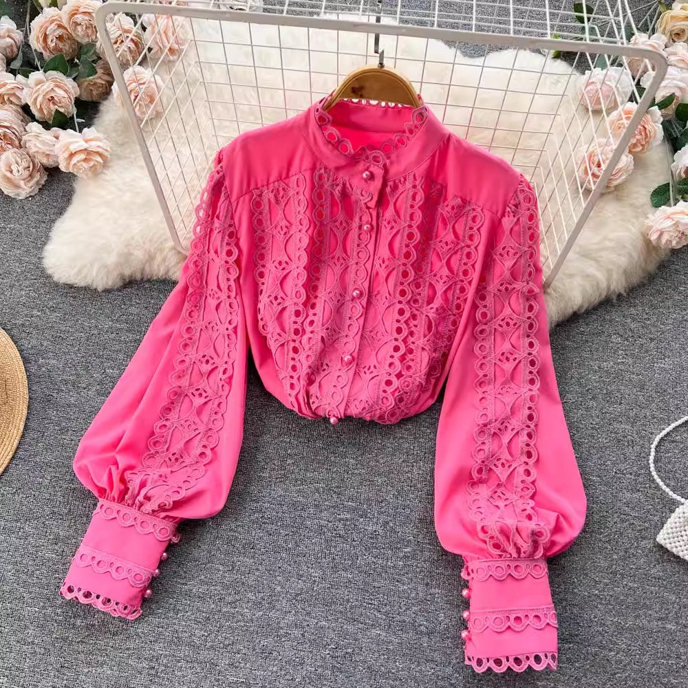 design long-sleeved shirt tops for women beautiful shirts     S4626