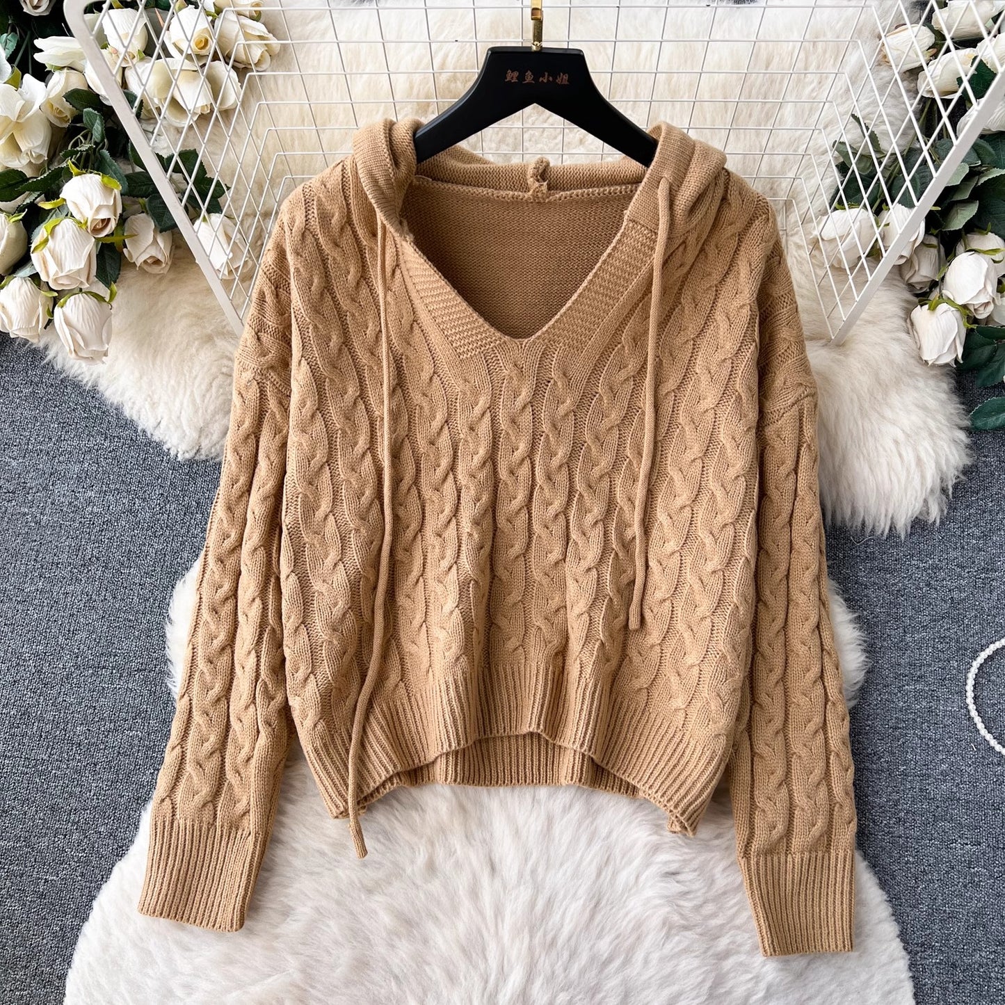 sweater suit for women casual top, mid-length skirt, knitted two-piece skirt     S4629