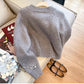Gray double zipper sweater jacket for women long-sleeved knitted cardigan     S4882