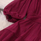 French retro pleated V-neck dress, summer puff sleeves skirt      S5039