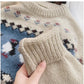 vintage style jacquard round neck sweater for women long-sleeved sweater trendy     S4802
