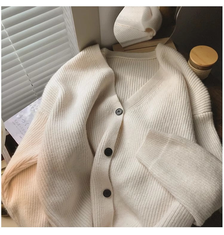 Solid color sweater for women long-sleeved sweater jacket     S4821