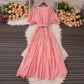 V-neck Puff Sleeve Dress Summer New Style Fashionable Long Skirt    S5040