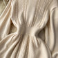 sweater round nec mid-length puff sleeve knitted dress     S4507