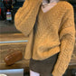 chic soft knitted casual V-neck long-sleeved knitted sweater      S4755