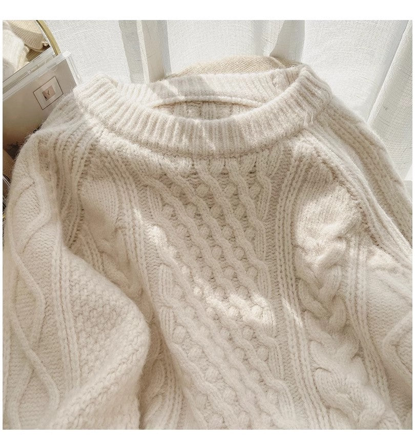 round neck sweater for women vintage style pullover sweater      S4879