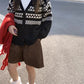 black v-neck casual knitted cardigan jacket    S4778