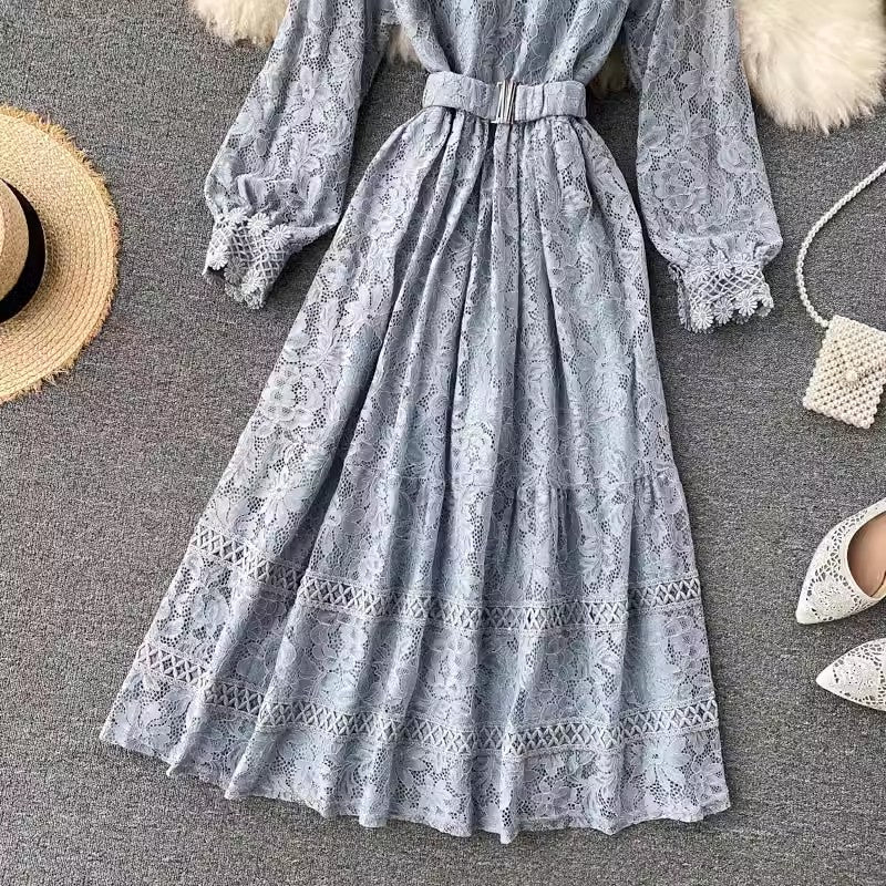 Gentle style dress for women new design lace mid-length skirt     S4652