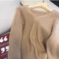 V-neck long-sleeved sweater for women solid color soft sweater    S4865