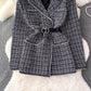 Plaid Women Korean Style Coat    S4016