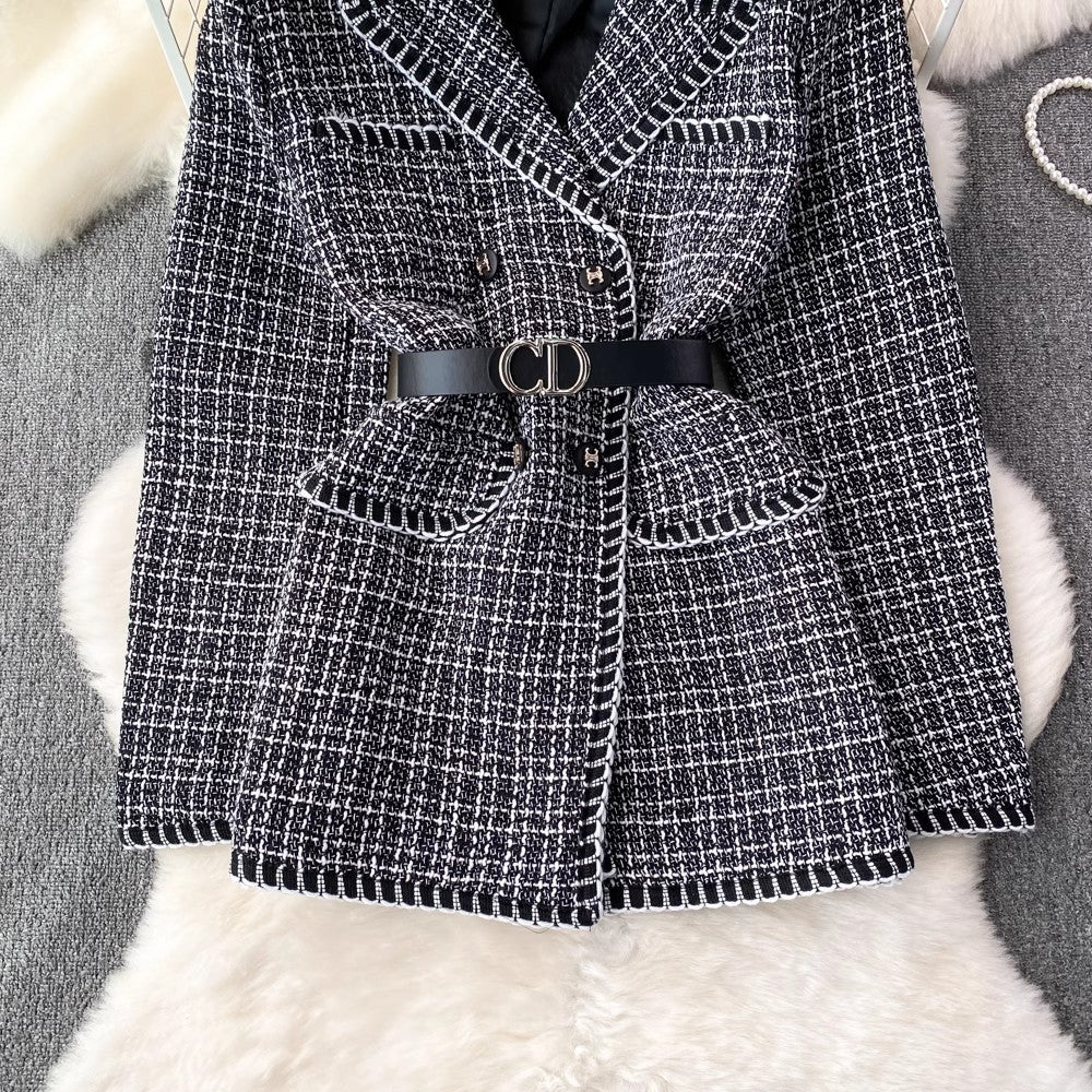 Plaid Women Korean Style Coat    S4016