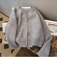 Solid Color Zipper Sweater Jacket Women's New Short Knitted Cardigan     S4858