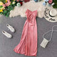 chic sexy velvet dress women's mid-length V-neck suspender skirt     S4340